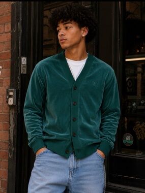 Houston White for Target Green Velour Cardigan Large Unisex